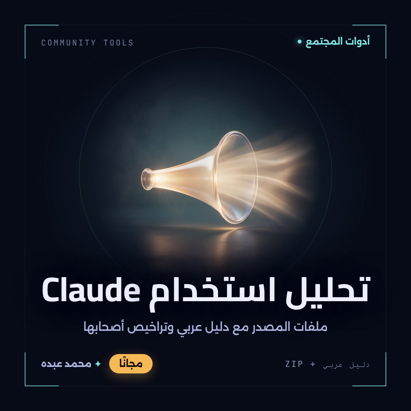 غلاف تحليل استخدام Claude من أدوات المجتمع، مع دليل عربي في مكتبة محمد عبده.