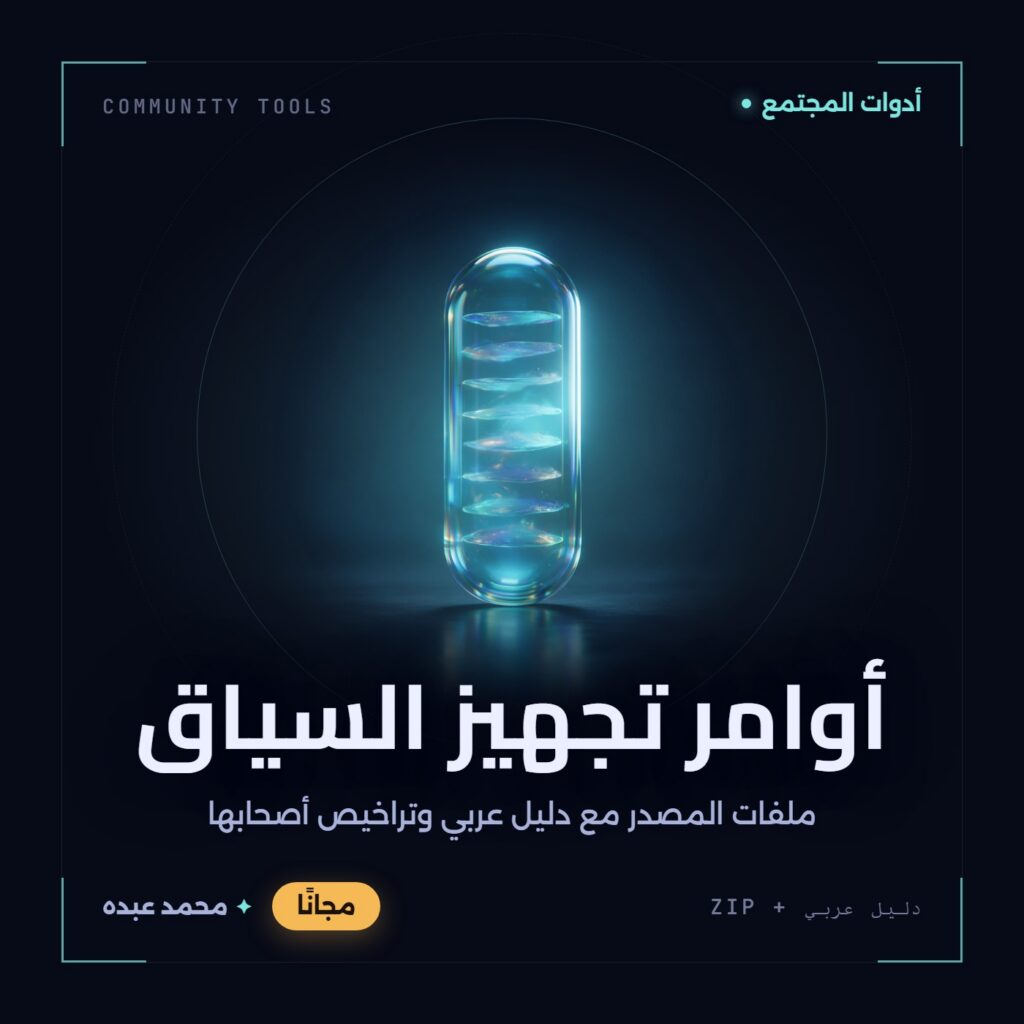 غلاف أوامر تجهيز السياق من أدوات المجتمع، مع دليل عربي في مكتبة محمد عبده.