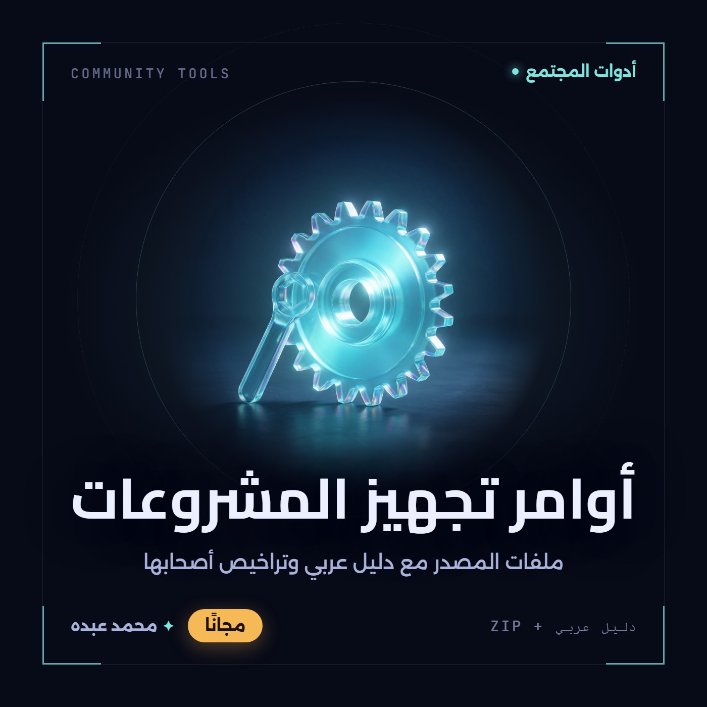 غلاف أوامر تجهيز المشروعات من أدوات المجتمع، مع دليل عربي في مكتبة محمد عبده.