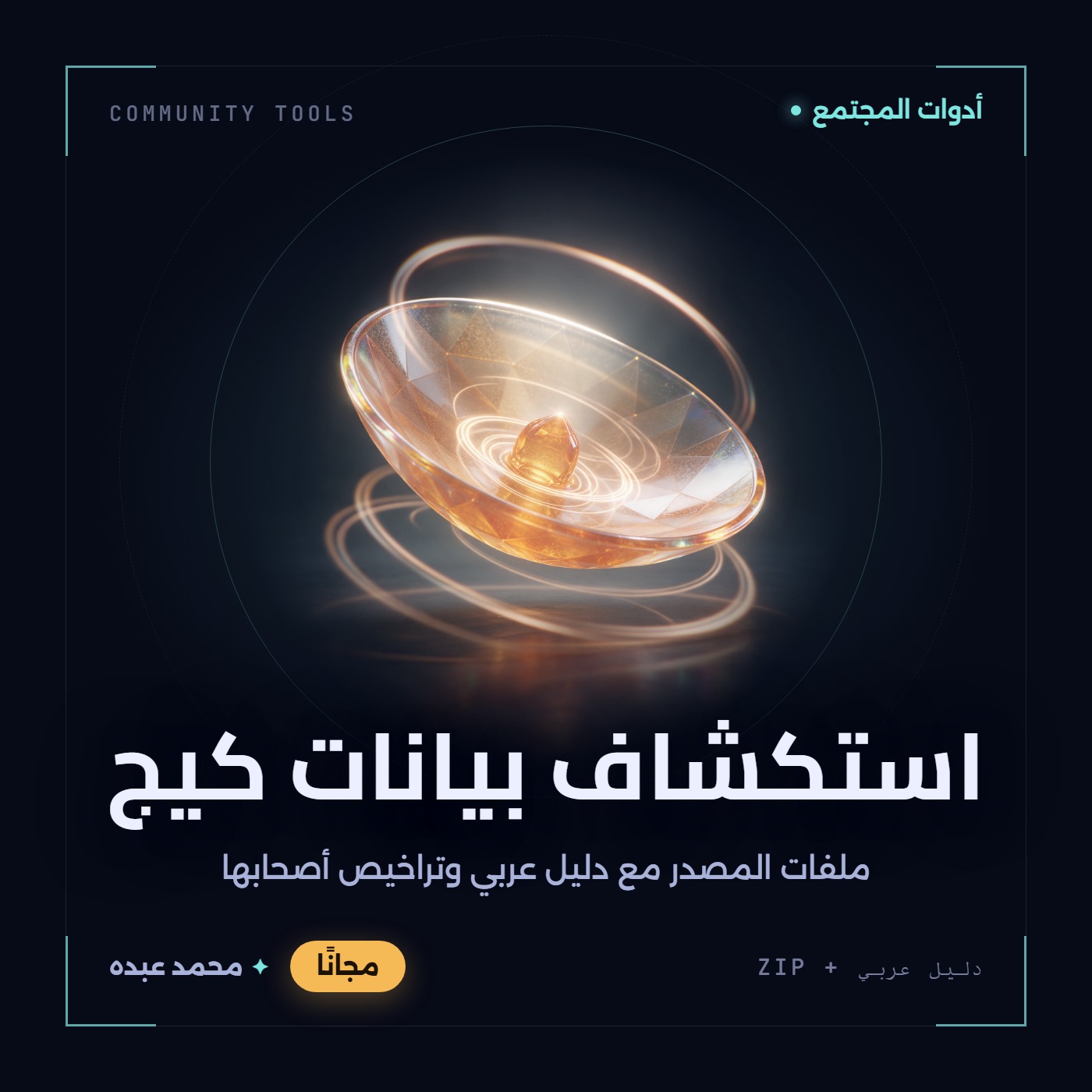 غلاف استكشاف بيانات كيج من أدوات المجتمع، مع دليل عربي في مكتبة محمد عبده.