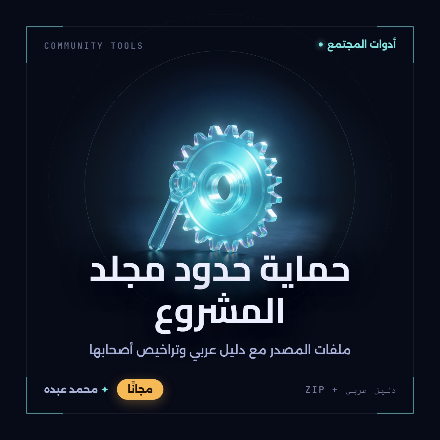 غلاف حماية حدود مجلد المشروع من أدوات المجتمع، مع دليل عربي في مكتبة محمد عبده.