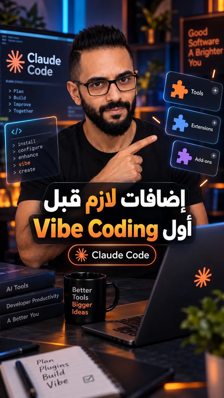 غلاف ريل: 4 إضافات لـ Claude Code قبل أول مشروع Vibe Coding