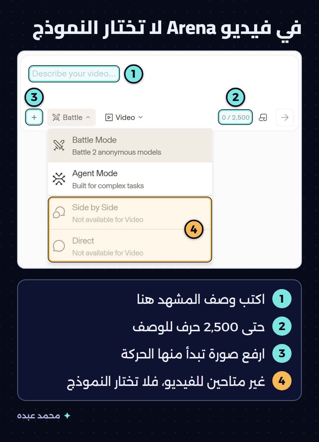 صفحة الفيديو في Arena ووضعان غير متاحين للفيديو